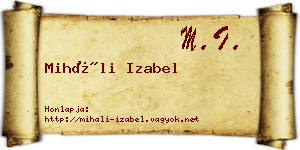 Miháli Izabel névjegykártya
